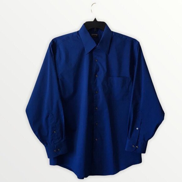 Arrow USA 1851 Royal Blue Stretch Fitted Wrinkle Free Dress Shirt - Picture 1 of 14